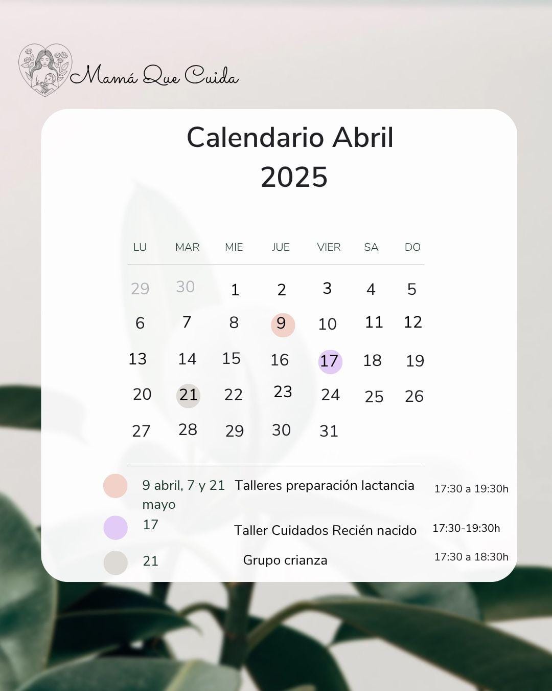 calendario-marzo-recien nacido-y-crianza zaragoza